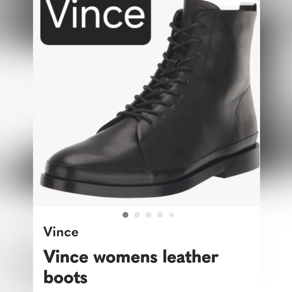 Vince Black Leather Lace-Up Ankle Boots